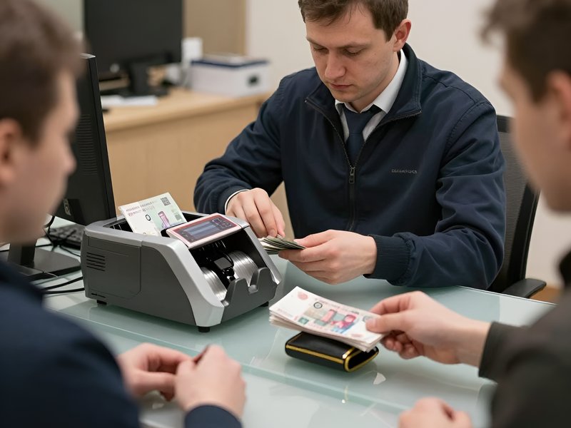 Процесс обмена валюты при приеме биткоинов за наличные в охраняемом офисе Москвы